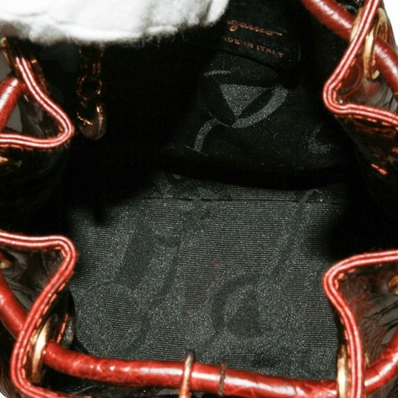 Authentic Salvatore Ferragamo Draw String Bucket Backpack Brown - Picture 7 of 10